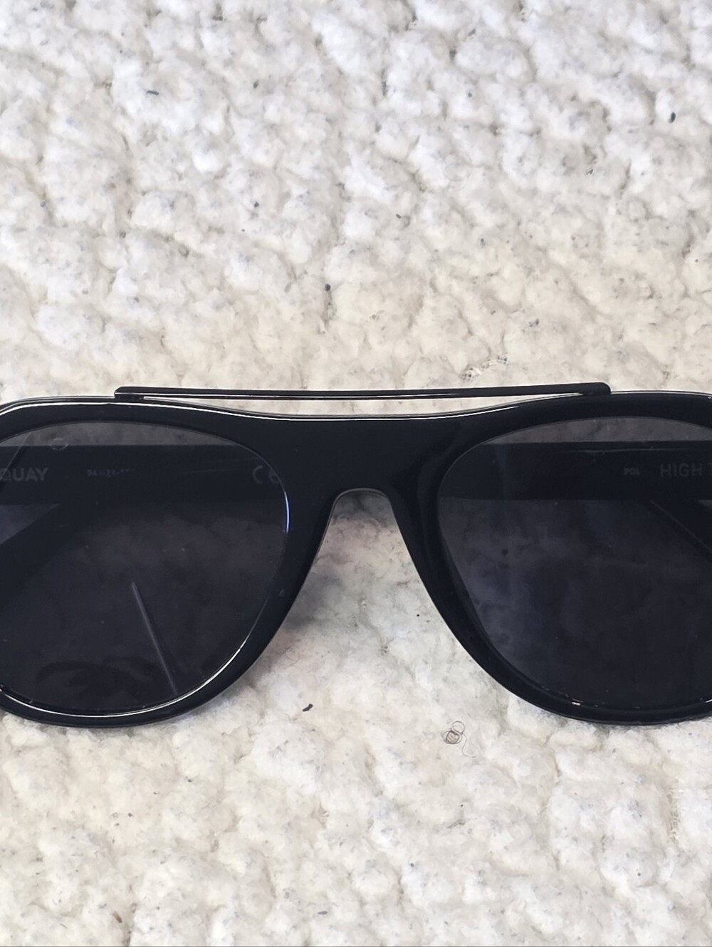 QUAY Australia HIGH TOP Black Polarized Flat Top Aviator Sunglasses 54-21-150